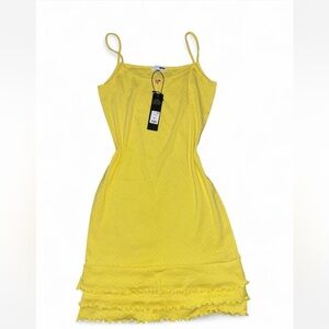 Butter yellow mini dress with ruffled hem
